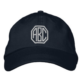 Anpassningsbar Vit broderad hatt Monogram på marin Keps