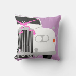 Anpassningsbar, vit bröllop limousinbilsdatum kudde