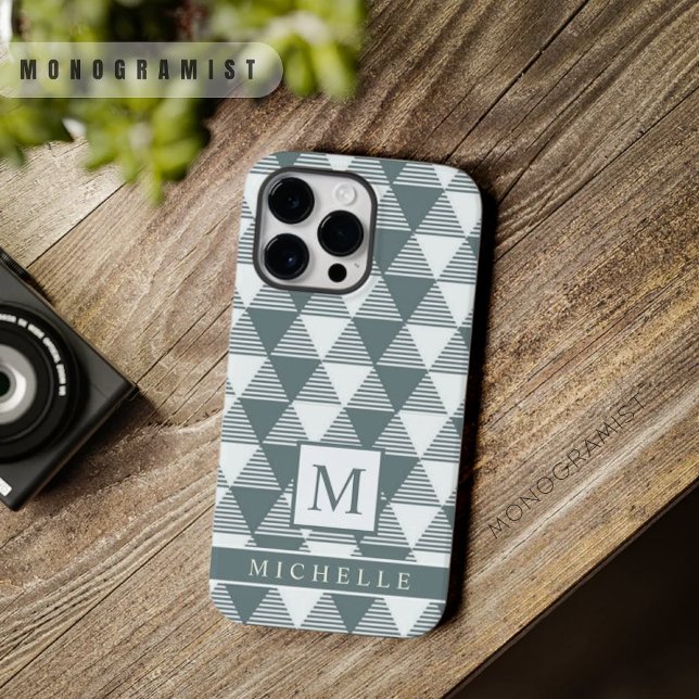 Anpassningsbar Vit Grått Triangle Rand Geometric (Custom White Grey Triangle Stripes Geometric Case-Mate iPhone Case)