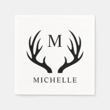 Anpassningsbar vit och svart hjorthornmonogram