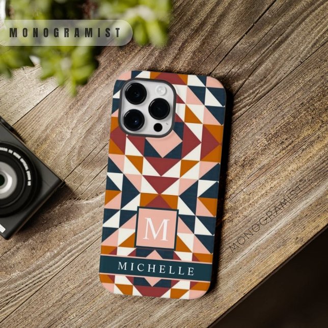 Anpassningsbar vit rosa röd orange Geometric (Customizable White Pink Red Orange Geometric Case-Mate iPhone Case)