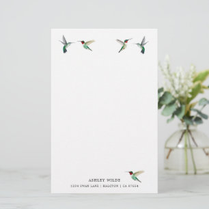 Anpassningsbar Vit ruby-throated Hummingbird Stati Brevpapper
