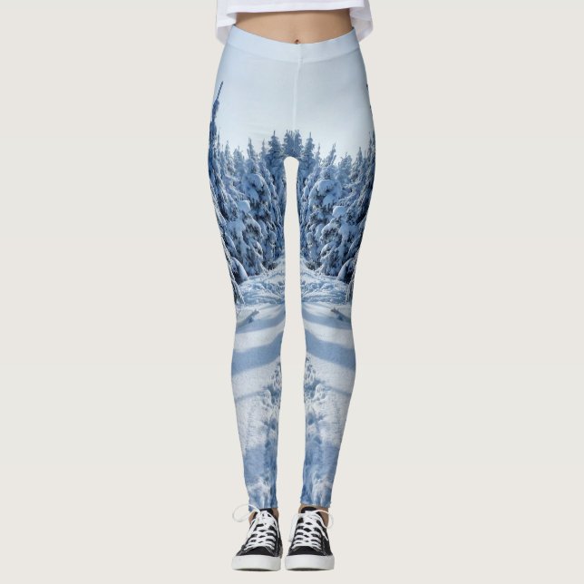 Anpassningsbar Vita, naturliga Hejer Vinterbeninga Leggings (Framsida)
