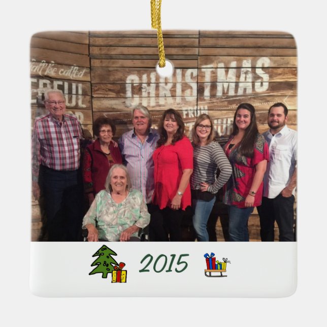 Anpassningsbar Vitsisk tvåsidig familjefolljul Julgransprydnad Keramik (Framsida)