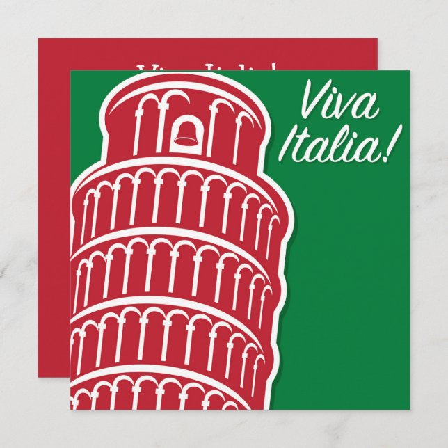 Anpassningsbar Viva Italia Patriotic Italien Inbjudningar (Fram/baksida)