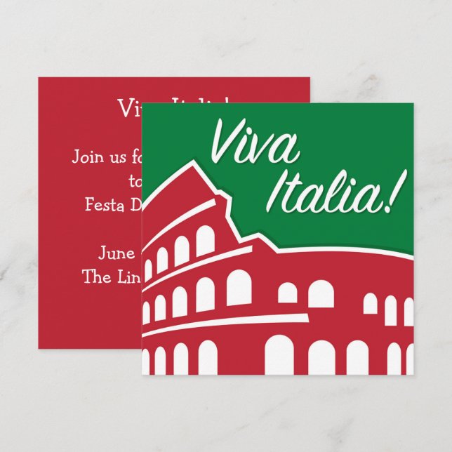 Anpassningsbar Viva Italia Patriotiskt Italien Inbjudningar (Fram/baksida)