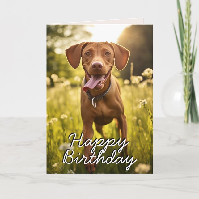 Anpassningsbar Vizsla Birthday Card Tack Kort (Framsida)