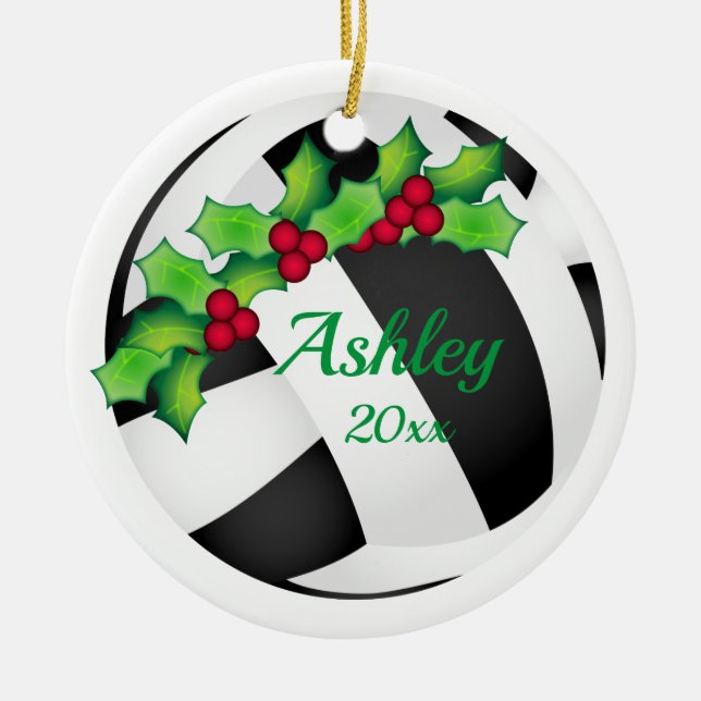 Anpassningsbar Volleyball jul Ornament Black - Whi (Framsidan)