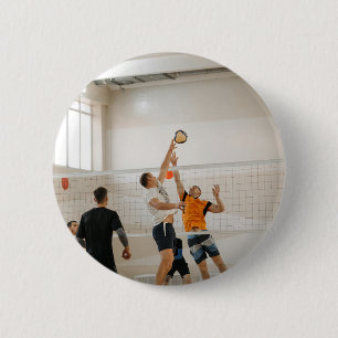 Anpassningsbar Volleyball Team Photo Knapp