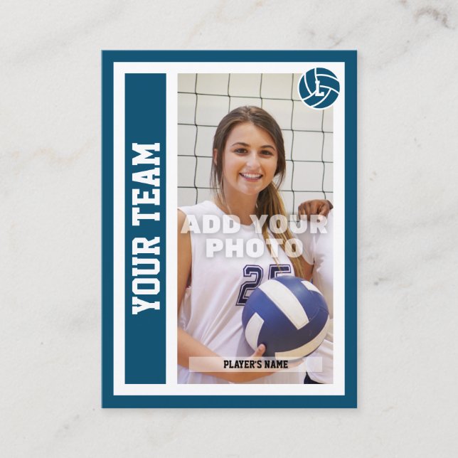 Anpassningsbar Volleyball Trading Card (Havsblått) (Framsida)