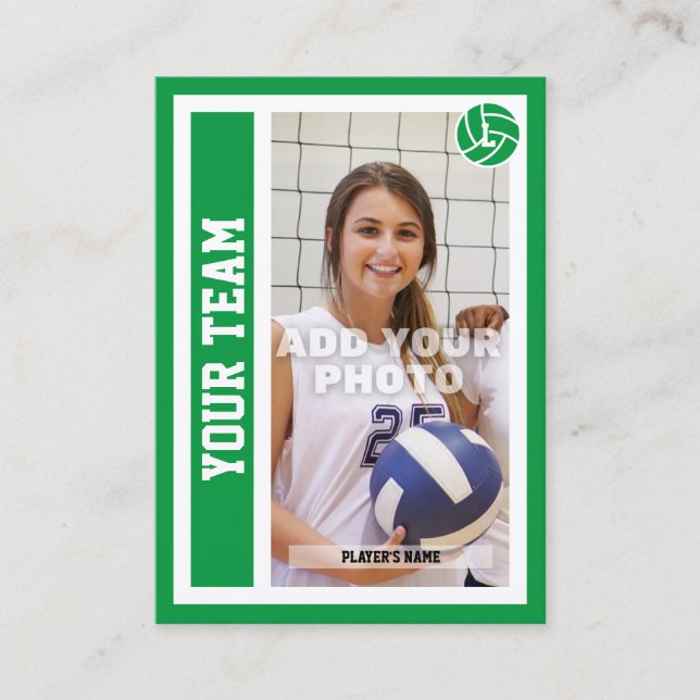 Anpassningsbar Volleyball Trading Card (Kelly Grön (Framsida)