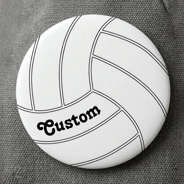 Anpassningsbar Volleyboll Rund Knappspänne Knapp (Personalized volleyball button pin with custom volleyball player name, team name or text.)