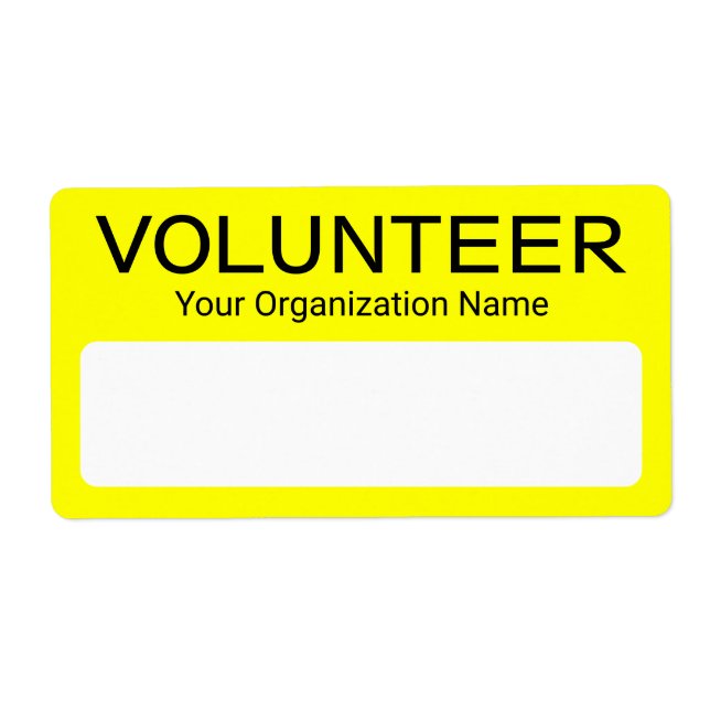Anpassningsbar Volunteer Namn bricka Stickers Gult Fraktsedel (Framsidan)