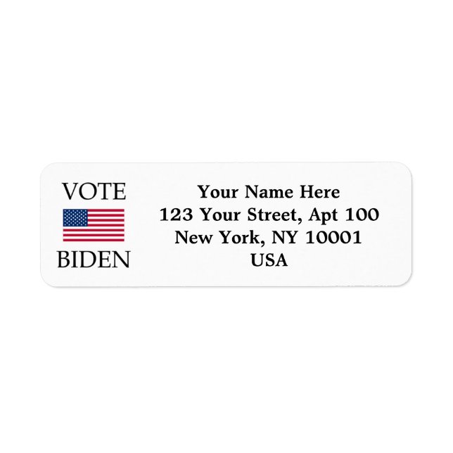 Anpassningsbar Vote Biden Patriotic American Flagg Returadress Etikett (Framsidan)