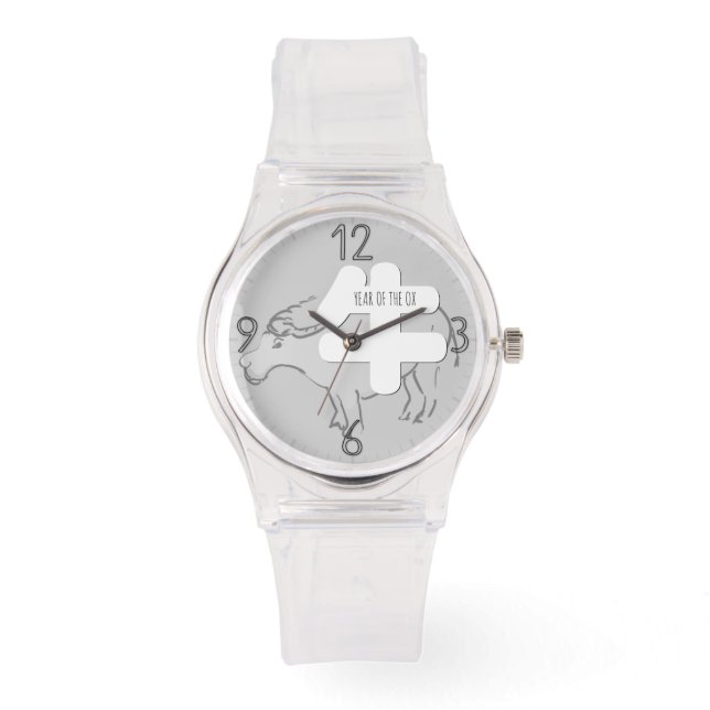 Anpassningsbar W Ox Ideogram Chinese Zodiac Birthd Armbandsur (Framsida)