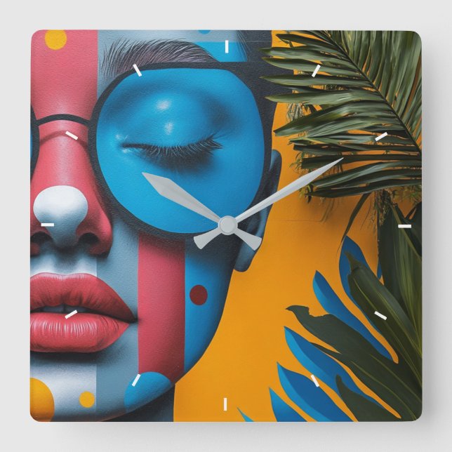 Anpassningsbar Wall Clock Lägg till ditt eget foto Fyrkantig Klocka (Framsida)