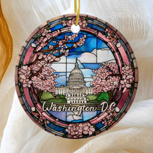 Anpassningsbar Washington DC Dated Cherry Blommar Julgransprydnad Keramik