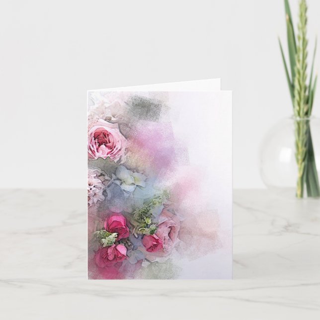 Anpassningsbar Watercolor Art Ro Flowers Blommigt  Inbjudan (Framsida)