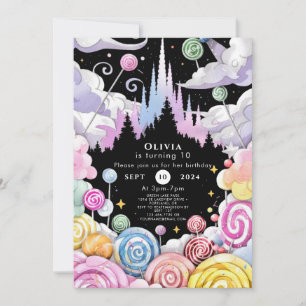 Anpassningsbar Watercolor Candyland Birthday Inbjudningar