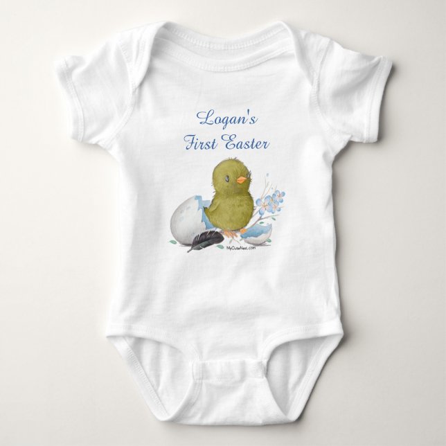 Anpassningsbar Watercolor Chick Egg First Påsk Boy T-shirt (Framsida)