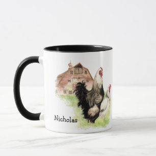 Anpassningsbar Watercolor Chicken Tupp Hen Egg Mugg