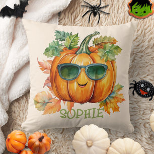 Anpassningsbar Watercolor Cute Pumpkin Orange Hall Kudde