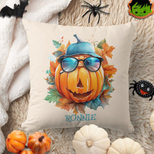 Anpassningsbar Watercolor Cute Pumpkin Orange Hall Kudde