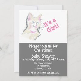 Anpassningsbar Watercolor Kitten Flicka Shower Inbjudningar