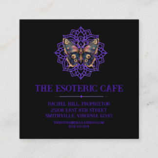 Anpassningsbar Watercolor Moth Mandala Fyrkantigt Visitkort