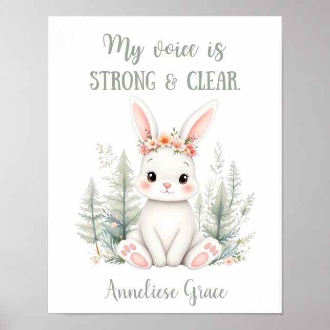 Anpassningsbar Watercolor Rabbit Woodland Animal N Poster (Framsidan)