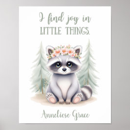 Anpassningsbar Watercolor Raccoon Woodland Animal Poster