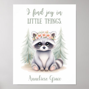 Anpassningsbar Watercolor Raccoon Woodland Animal Poster