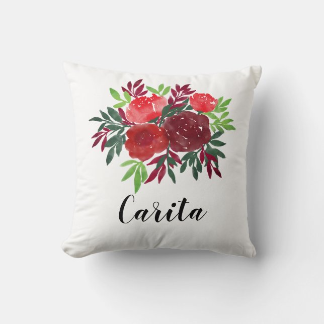 Anpassningsbar Watercolor Ro Namn Pillow Kudde (Framsida)