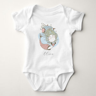 Anpassningsbar Watercolor Sjöjungfru Personlig Gir T Shirt