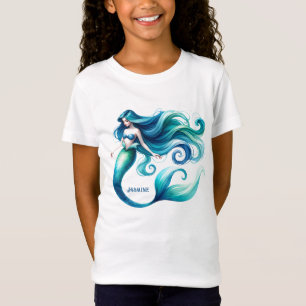 Anpassningsbar Watercolor Sjöjungfru Personlig Gir T Shirt