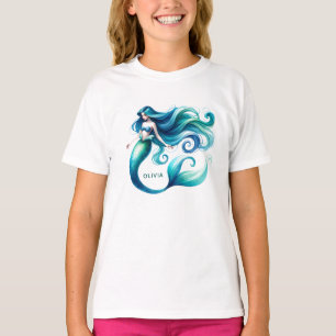 Anpassningsbar Watercolor Sjöjungfru Personlig Gir T Shirt
