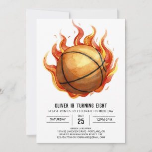 Anpassningsbar Watercolor Whimsical Basketball Bir Inbjudningar