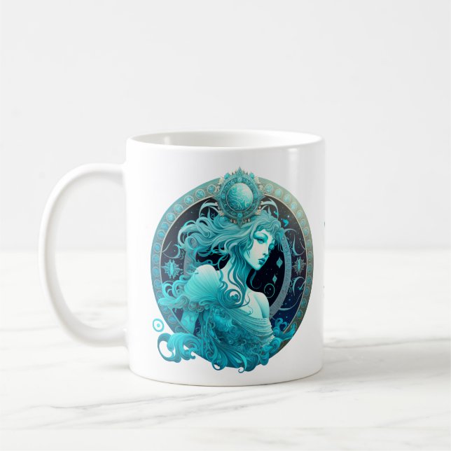 Anpassningsbar Watercolor Zodiac - Aquarius Kaffemugg (Vänster)