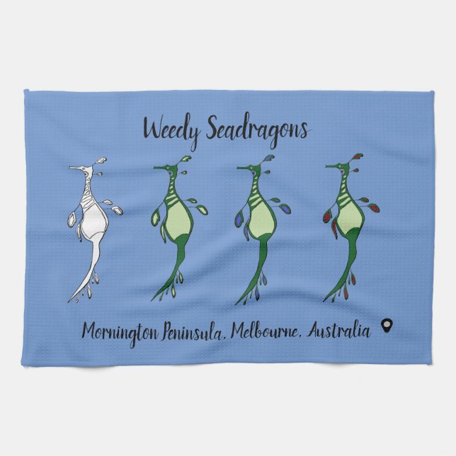 Anpassningsbar Weedy Seadragon Kitchen Towel Kökshandduk (Horisontell)