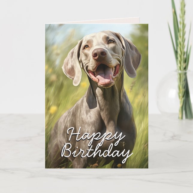 Anpassningsbar Weimaraner Birthday Card Tack Kort (Framsida)