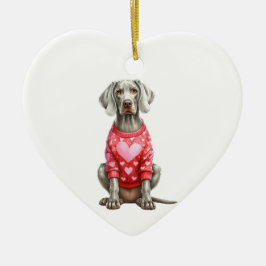 Anpassningsbar Weimaraner Hund Valentine Julgransprydnad Keramik