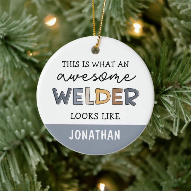 Anpassningsbar Welder Funny Fantastisk Welder Gift Julgransprydnad Keramik (Träd)