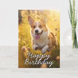 Anpassningsbar Welsh Corgi Grattis på födelsedagen Tack Kort