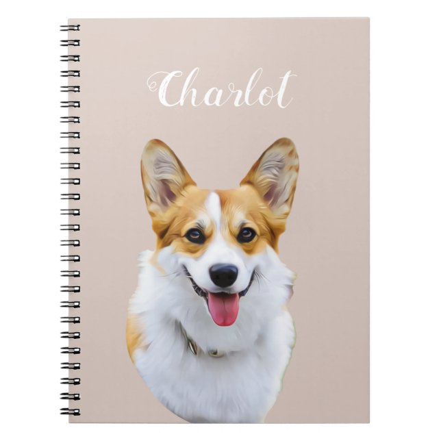 Anpassningsbar Welsh Corgi Hund Personlig Teckning Anteckningsbok (Framsidan)