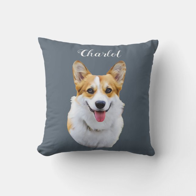 Anpassningsbar Welsh Corgi Hund Personlig Teckning Kudde (Framsida)