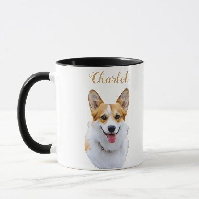 Anpassningsbar Welsh Corgi Hund Personlig Teckning Mugg (Vänster)
