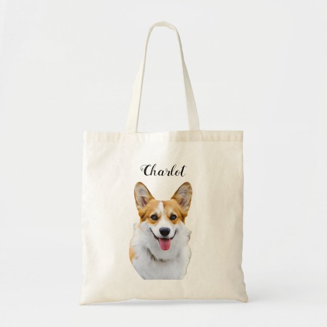Anpassningsbar Welsh Corgi Hund Personlig Teckning Tygkasse (Framsidan)
