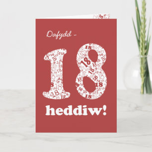 Anpassningsbar Welsh Red White Numbers 18: e födel Kort