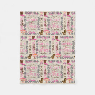 Anpassningsbar Western Cowgirl Horse Lover Collage Fleecefilt