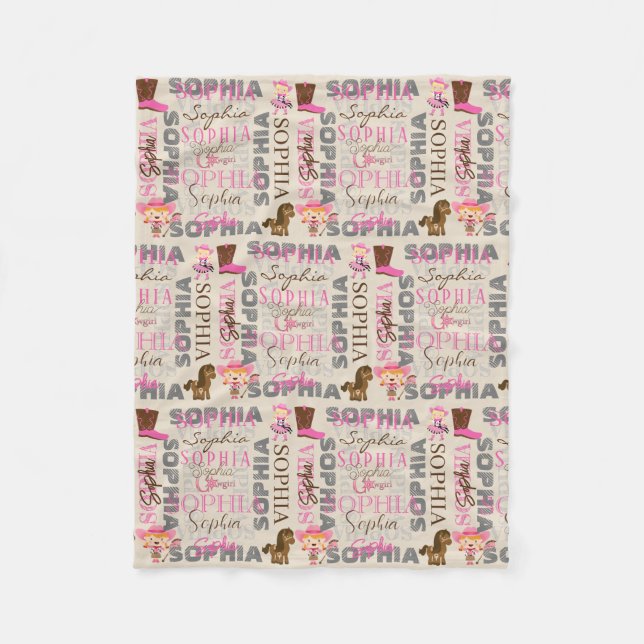 Anpassningsbar Western Cowgirl Horse Lover Collage Fleecefilt (Framsidan)